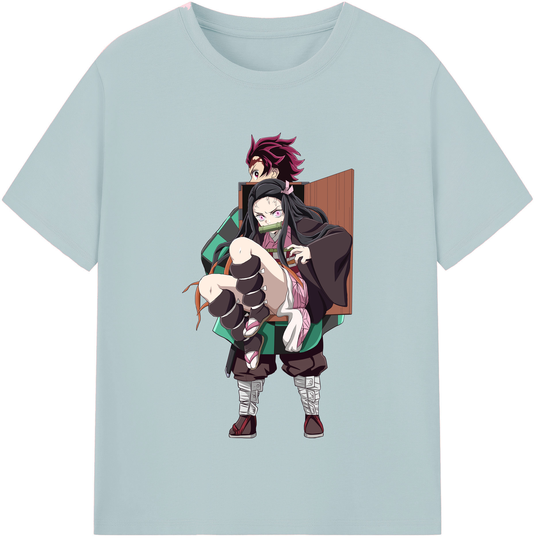 （画像用） 鬼滅の刃（きめつのやいば）竈門 禰󠄀豆子／かまど ねずこ Kamado Nezuko 綿100％半袖Tシャツ（フロントプリント）